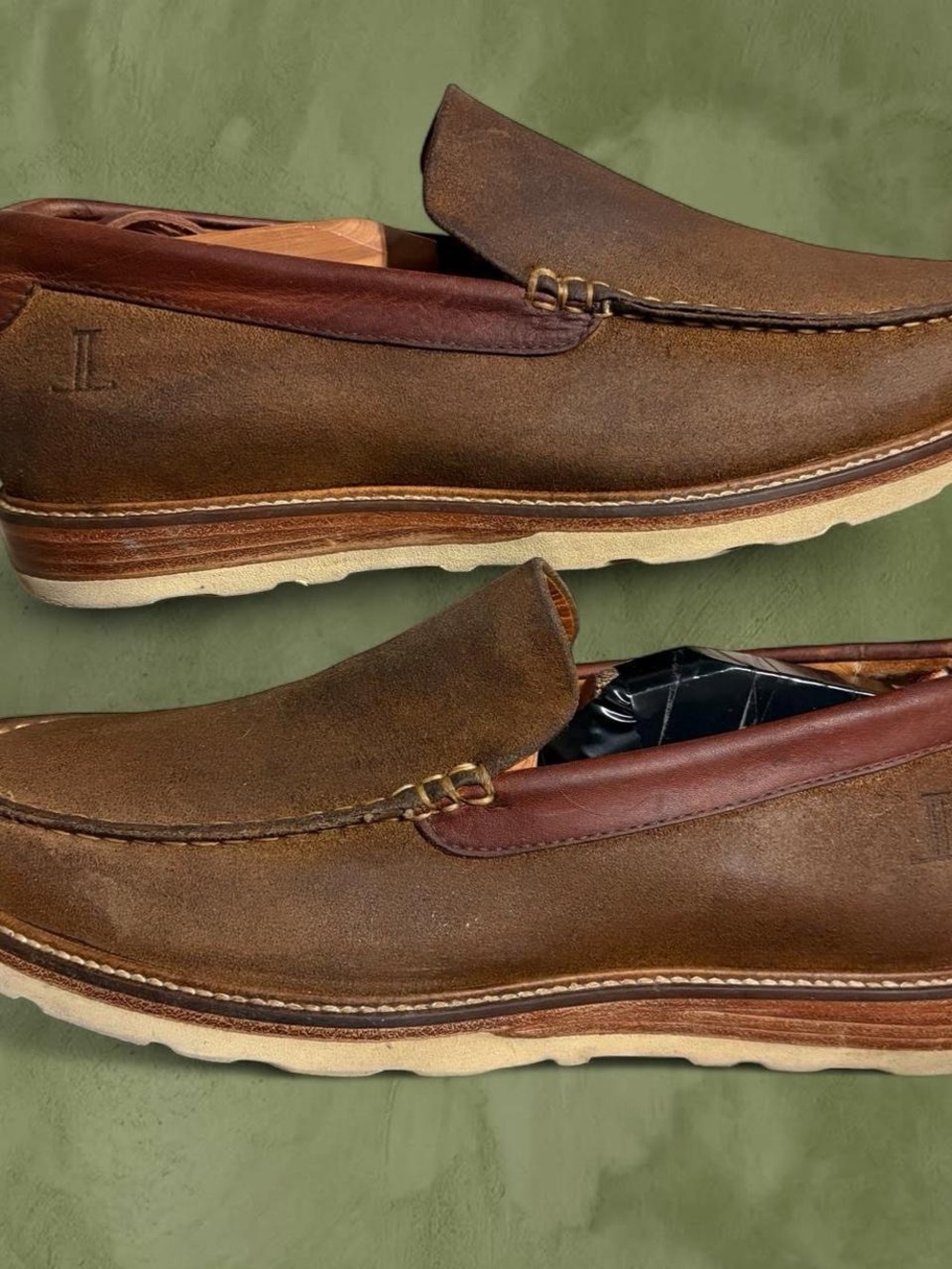 LUCCHESE Men's Brown Suede Slip-On Loafers